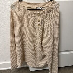 Tresics Beige Waffle Knit Sweater w/Button Accents